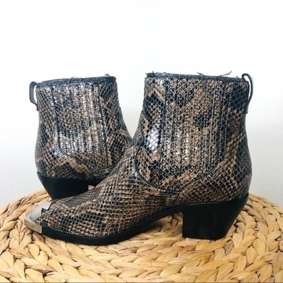 Ash Shoes - NWT ASH Boots floyd chelsea Ankle Boot taupe python print leather Animal Print